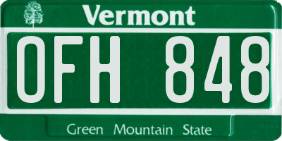 VT license plate OFH848