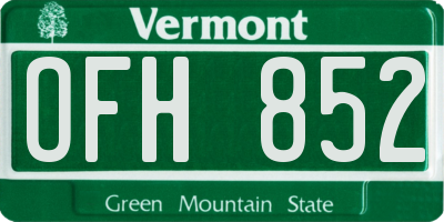 VT license plate OFH852