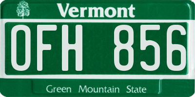 VT license plate OFH856