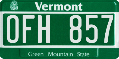 VT license plate OFH857