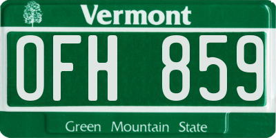 VT license plate OFH859