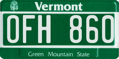 VT license plate OFH860