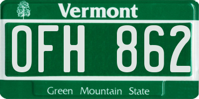 VT license plate OFH862