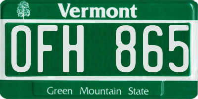 VT license plate OFH865