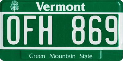VT license plate OFH869