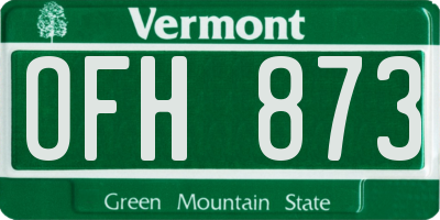 VT license plate OFH873