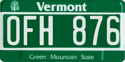 VT license plate OFH876