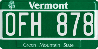 VT license plate OFH878