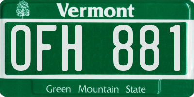 VT license plate OFH881