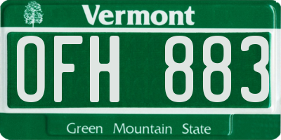 VT license plate OFH883