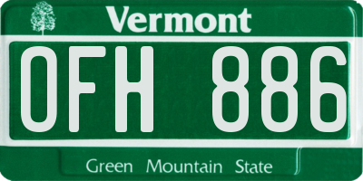 VT license plate OFH886