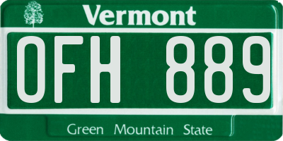 VT license plate OFH889