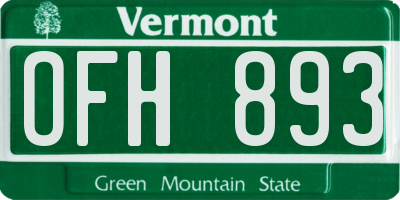 VT license plate OFH893
