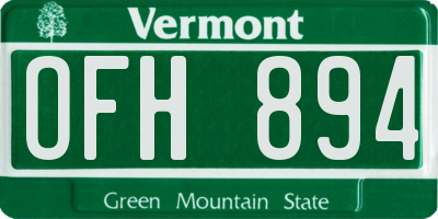 VT license plate OFH894