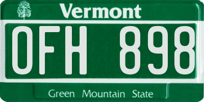 VT license plate OFH898