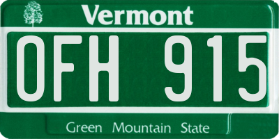 VT license plate OFH915