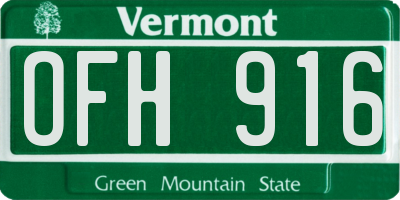 VT license plate OFH916