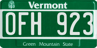 VT license plate OFH923