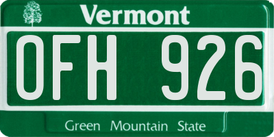 VT license plate OFH926