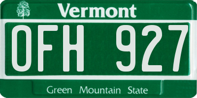 VT license plate OFH927
