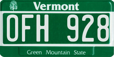 VT license plate OFH928