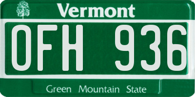 VT license plate OFH936