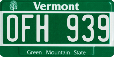 VT license plate OFH939