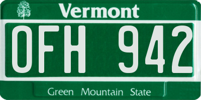 VT license plate OFH942