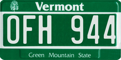 VT license plate OFH944