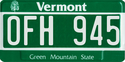 VT license plate OFH945