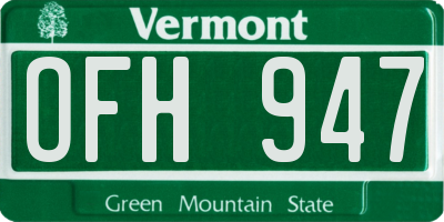 VT license plate OFH947