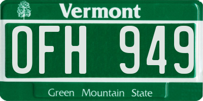 VT license plate OFH949