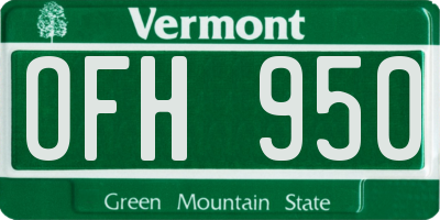 VT license plate OFH950