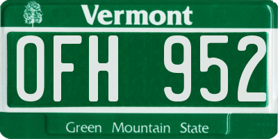 VT license plate OFH952