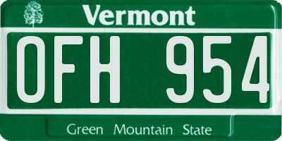 VT license plate OFH954