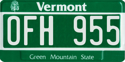 VT license plate OFH955