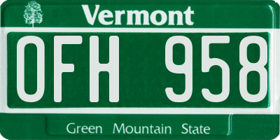 VT license plate OFH958