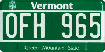 VT license plate OFH965