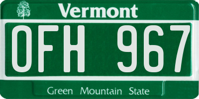 VT license plate OFH967
