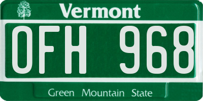 VT license plate OFH968