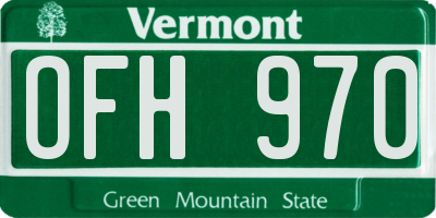VT license plate OFH970