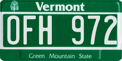 VT license plate OFH972