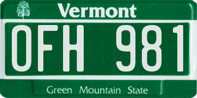 VT license plate OFH981