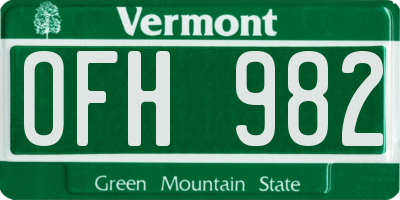 VT license plate OFH982