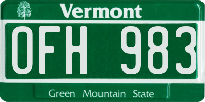 VT license plate OFH983