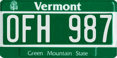VT license plate OFH987