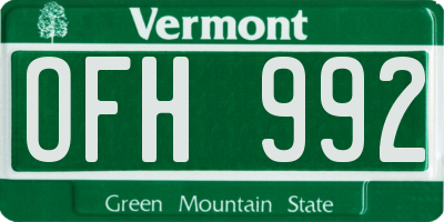 VT license plate OFH992