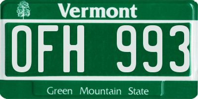 VT license plate OFH993