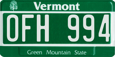 VT license plate OFH994