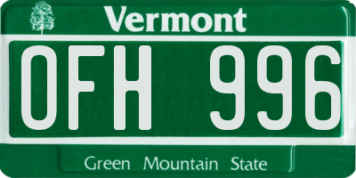 VT license plate OFH996